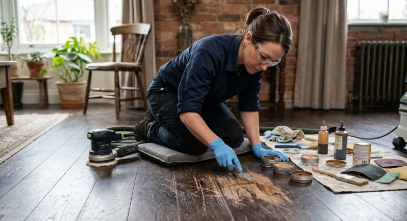 Our team working on Wood Floor Service projects in Cranston, RI
